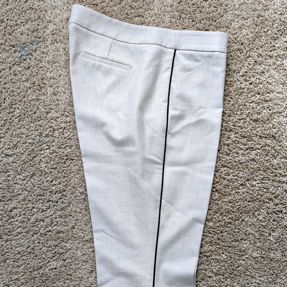 J. CREW Light Gray Wool Blend Stretch Pants with Black Piping Size 10
